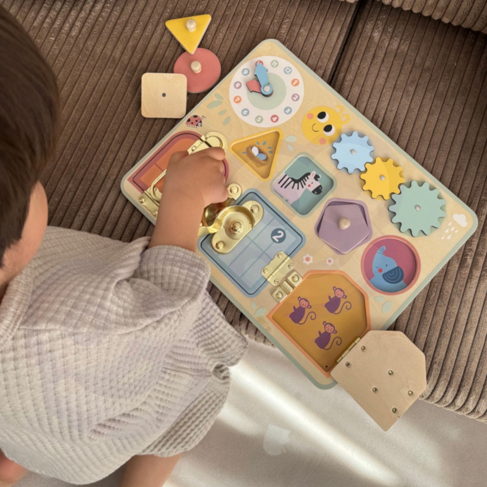 TOOKY TOY Tablica Manipulacyjna Zamki Zębatki Sorter Zegar					