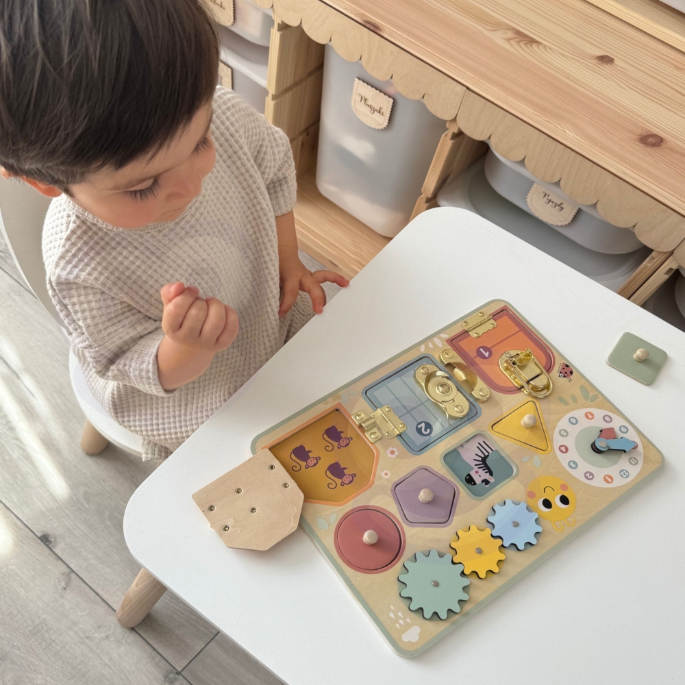 TOOKY TOY Tablica Manipulacyjna Zamki Zębatki Sorter Zegar					