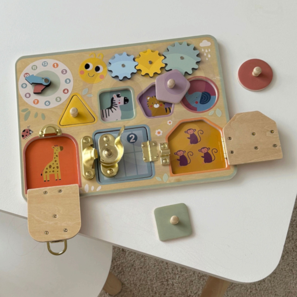 TOOKY TOY Tablica Manipulacyjna Zamki Zębatki Sorter Zegar					