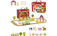 TOOKY TOY Drewniana Farma w Walizce Figurki Pojazdy