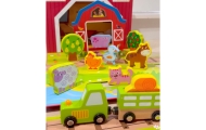 TOOKY TOY Drewniana Farma w Walizce Figurki Pojazdy
