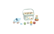 WOOPIE GREEN Pudełko Sorter Box 3w1 Klocki Piramidka Słonik FSC
