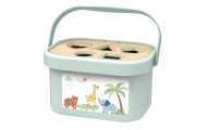 WOOPIE GREEN Pudełko Sorter Box 3w1 Klocki Piramidka Słonik FSC
