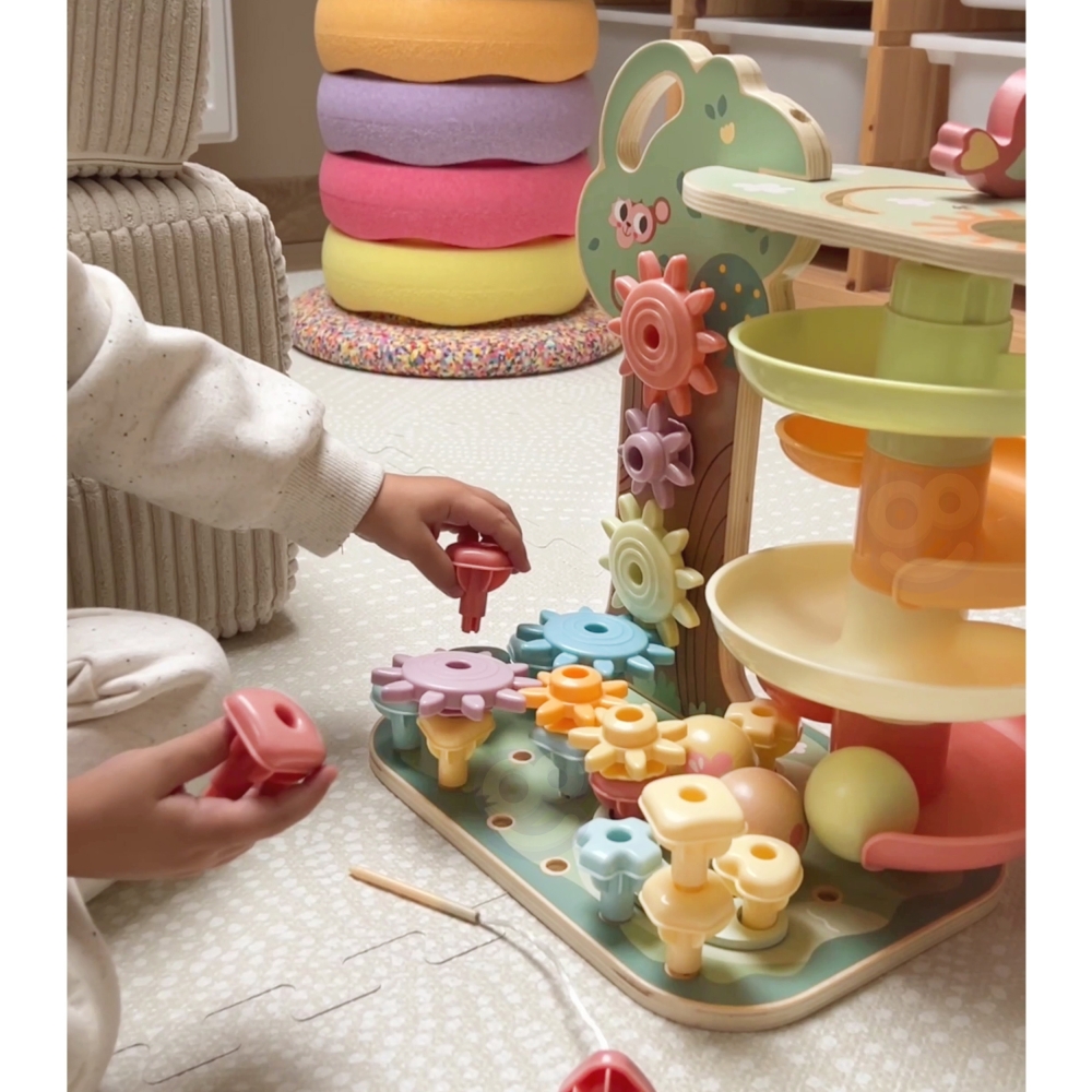 Kamuoliukų trasos žaidimų medis WOOPIE GREEN Montessori 4-in-1 FSC-Žaislai, Kūdikiams, Žaislai mažyliams (iki 4 m.