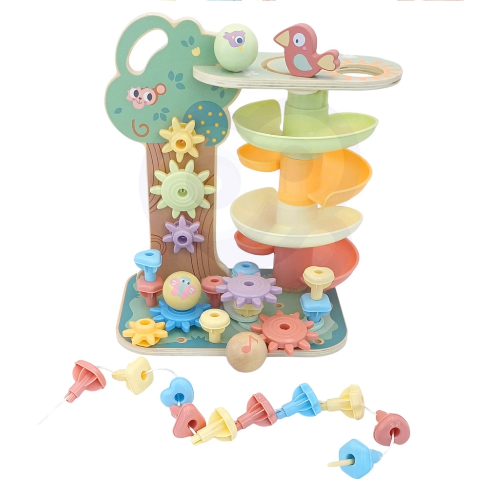 WOOPIE GREEN Montessori 4-in-1 Ball Track Activity Tree FSC