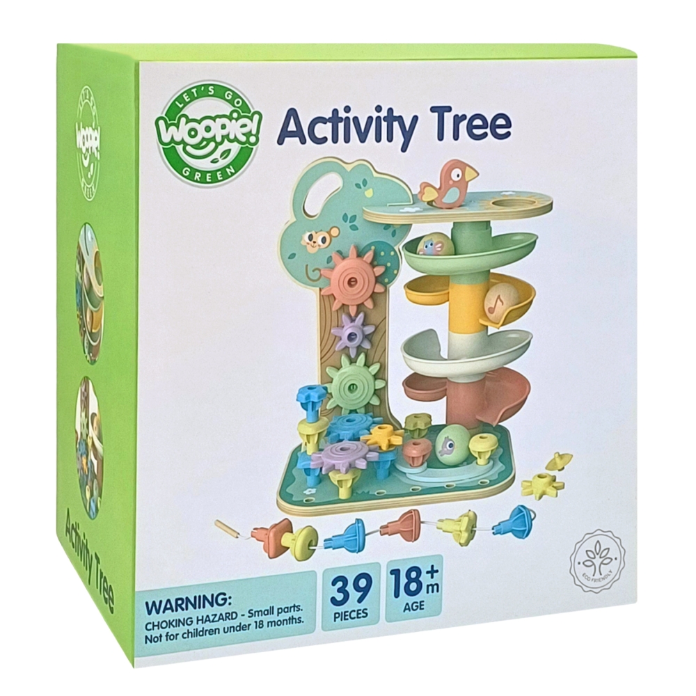 Kamuoliukų trasos žaidimų medis WOOPIE GREEN Montessori 4-in-1 FSC