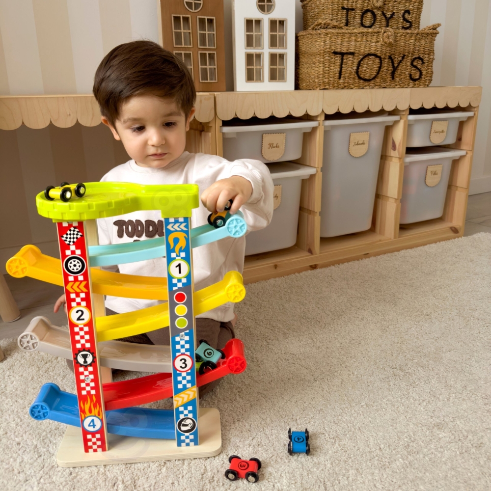 Spalvinga automobiliukų trasa TOOKY TOY-Žaislai, Auto ir transporto žaislai, Garažai, trasos ir kita-e-vaikas