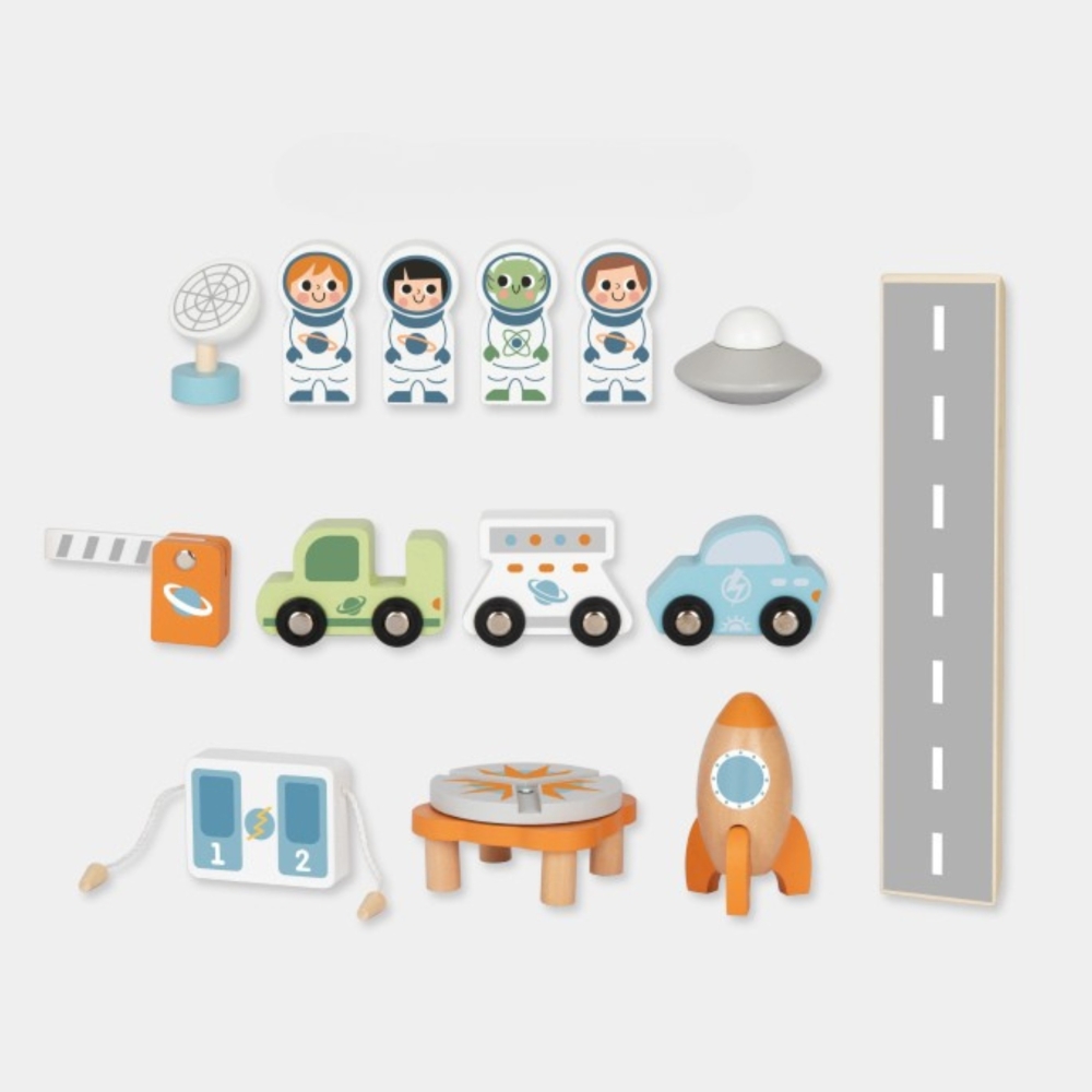 Medinė kosmoso stoties automobilių stovėjimo aikštelė TOOKY TOY