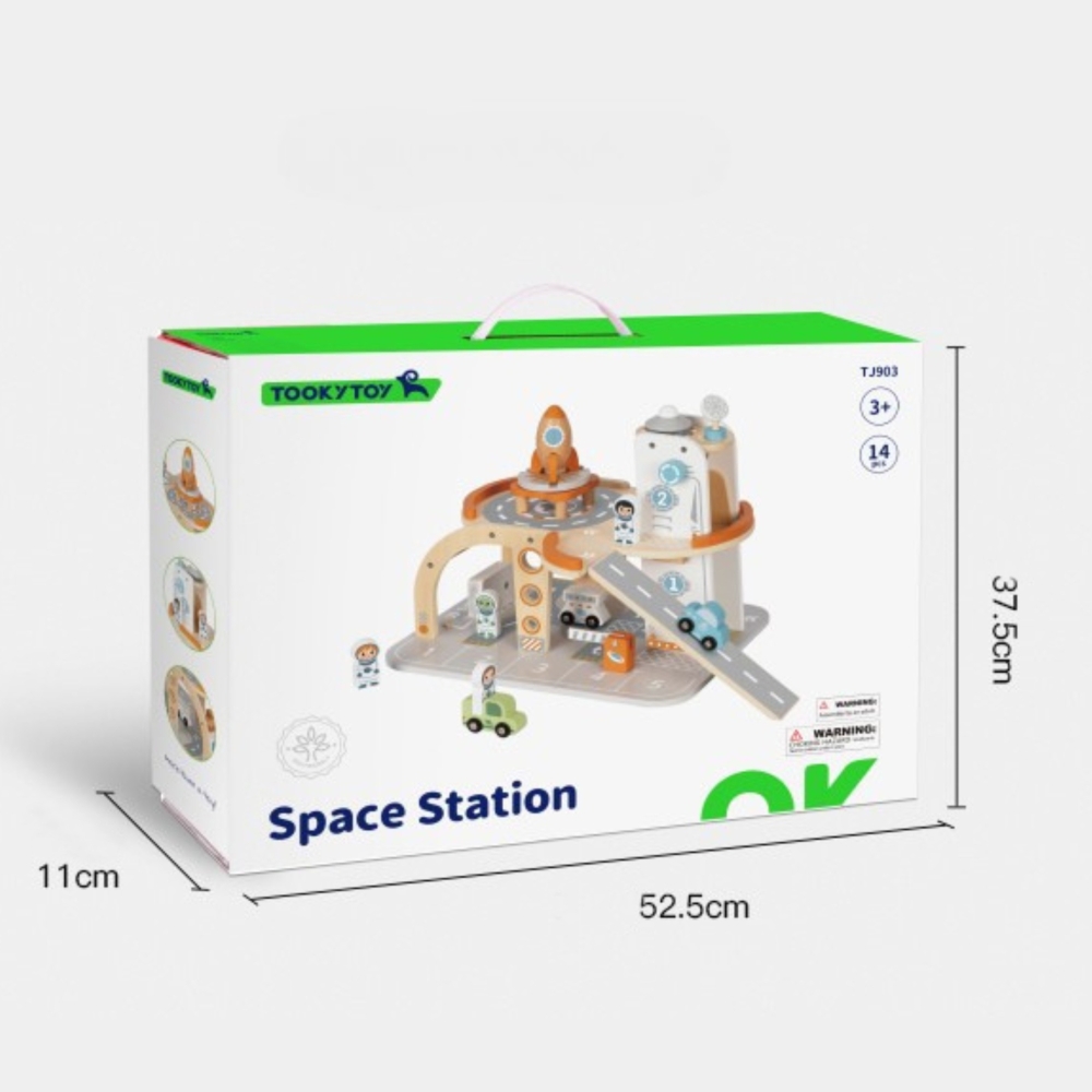 Medinė kosmoso stoties automobilių stovėjimo aikštelė TOOKY TOY