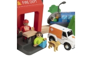 Tooky Toy Drewniana Kolejka Elektryczna Straż Pożarna Efekty Dźwiękowe 70 el.