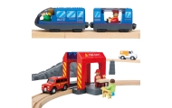 Tooky Toy Drewniana Kolejka Elektryczna Straż Pożarna Efekty Dźwiękowe 70 el.