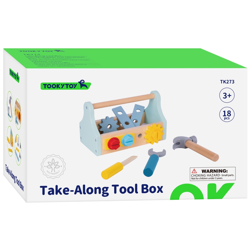 TOOKY TOY Medinė įrankių dėžė 18 el.