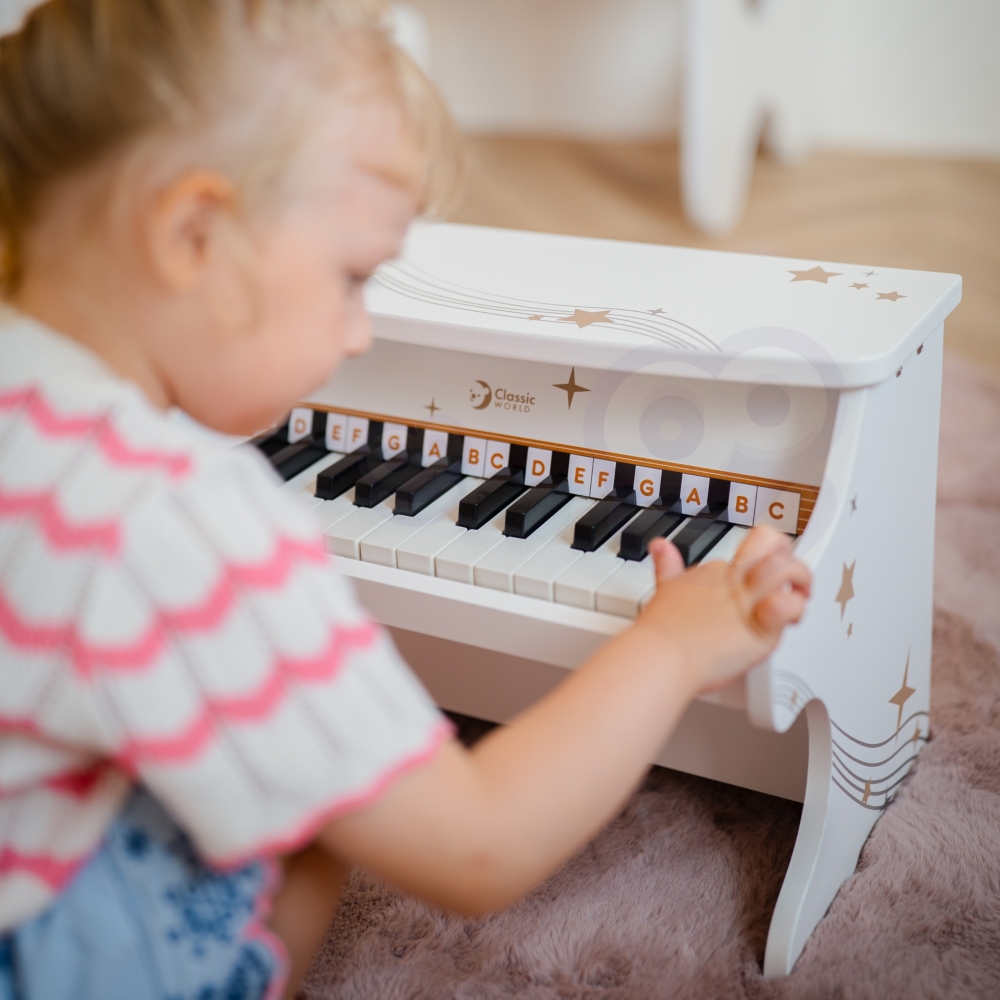 Vaikiškas medinis pianinas CLASSIC WORLD + mokomoji knyga-Žaislai, Muzikiniai-e-vaikas