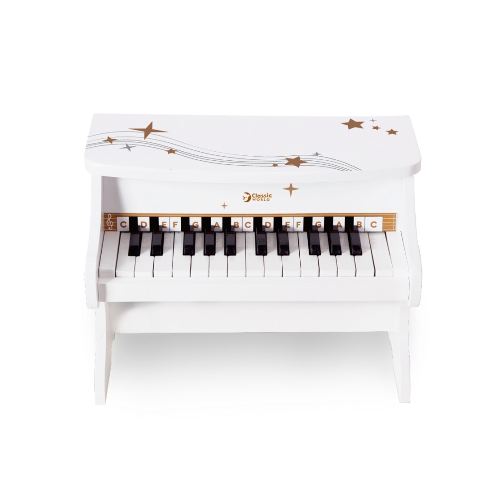 Vaikiškas medinis pianinas CLASSIC WORLD + mokomoji knyga-Žaislai, Muzikiniai-e-vaikas
