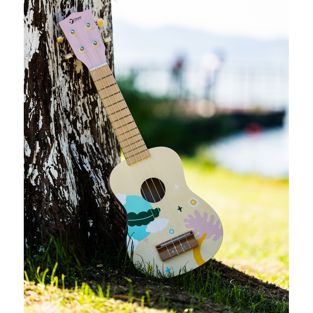 CLASSIC WORLD medinė ukulele gitara vaikams Rožinė