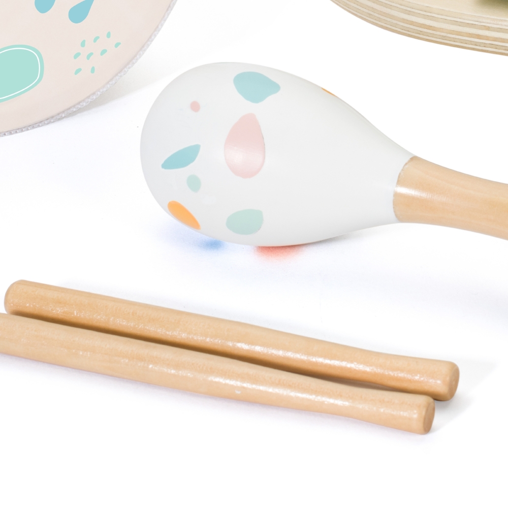 Muzikos instrumentų rinkinys vaikams CLASSIC WORLD cimbolai būgnas barškučiai 5 vnt-Žaislai, Muzikiniai-e-vaikas