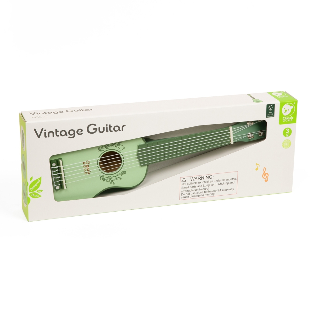 CLASSIC WORLD Drewniana Gitara Vintage dla Dzieci 3+					