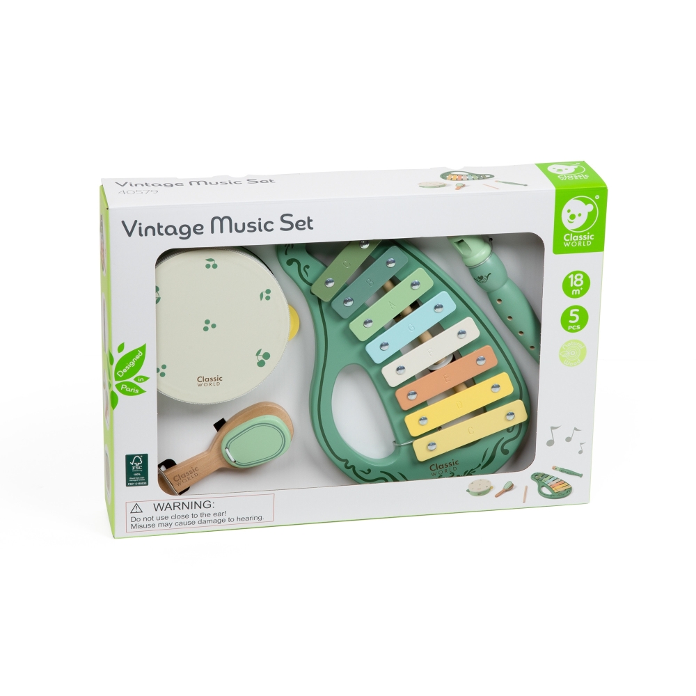CLASSIC WORLD medinių vintažinių muzikos instrumentų rinkinys 18ms+