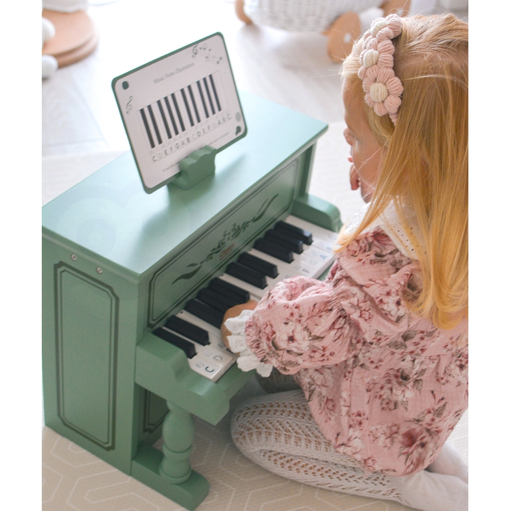 Medinis pianinas CLASSIC WORLD Vintage Piano + mokymosi knygelė-Žaislai, Muzikiniai, Mediniai-e-vaikas