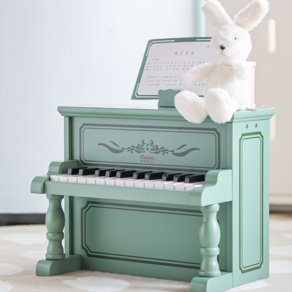 Medinis pianinas CLASSIC WORLD Vintage Piano + mokymosi knygelė-Žaislai, Muzikiniai, Mediniai-e-vaikas