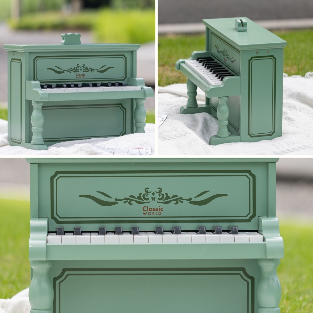 Medinis pianinas CLASSIC WORLD Vintage Piano + mokymosi knygelė-Žaislai, Muzikiniai, Mediniai-e-vaikas