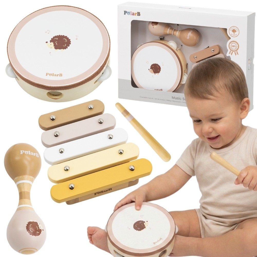 Muzikos instrumentų rinkinys su ežiuku VIGA PolarB-Žaislai, Kūdikiams, Žaislai mažyliams (iki 4 m.