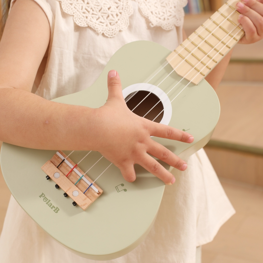 Medinė ukulelės gitara vaikams Viga žalia su natomis-Žaislai, Muzikiniai-e-vaikas
