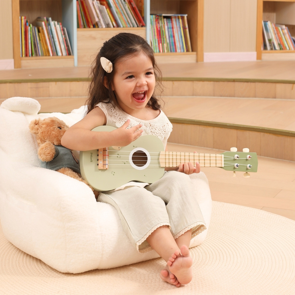Medinė ukulelės gitara vaikams Viga žalia su natomis-Žaislai, Muzikiniai-e-vaikas