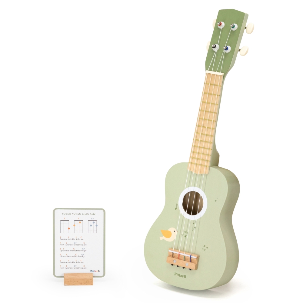 Medinė ukulelės gitara vaikams Viga žalia su natomis-Žaislai, Muzikiniai-e-vaikas