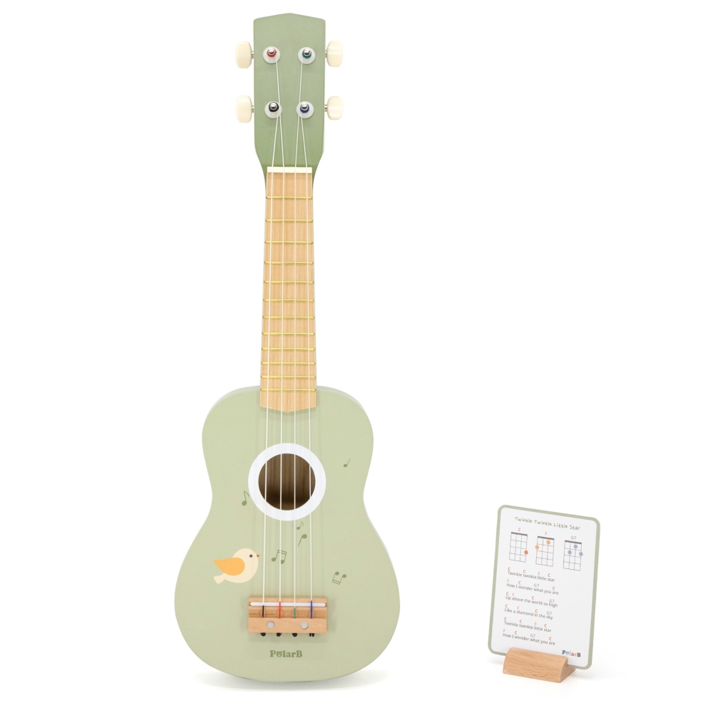 Medinė ukulelės gitara vaikams Viga žalia su natomis-Žaislai, Muzikiniai-e-vaikas