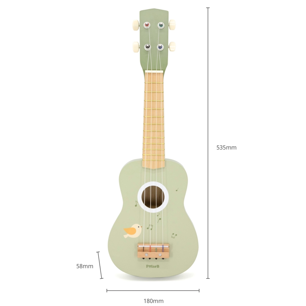 Medinė ukulelės gitara vaikams Viga žalia su natomis-Žaislai, Muzikiniai-e-vaikas