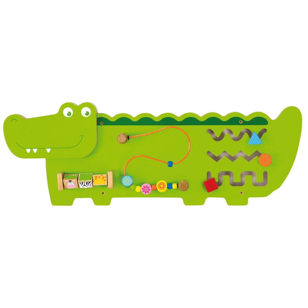 Medinė sensorinė lenta VIGA krokodilas FSC Montessori 91x32x6 cm-Žaislai, Lavinamieji žaislai, Veiklos centrai-e-vaikas