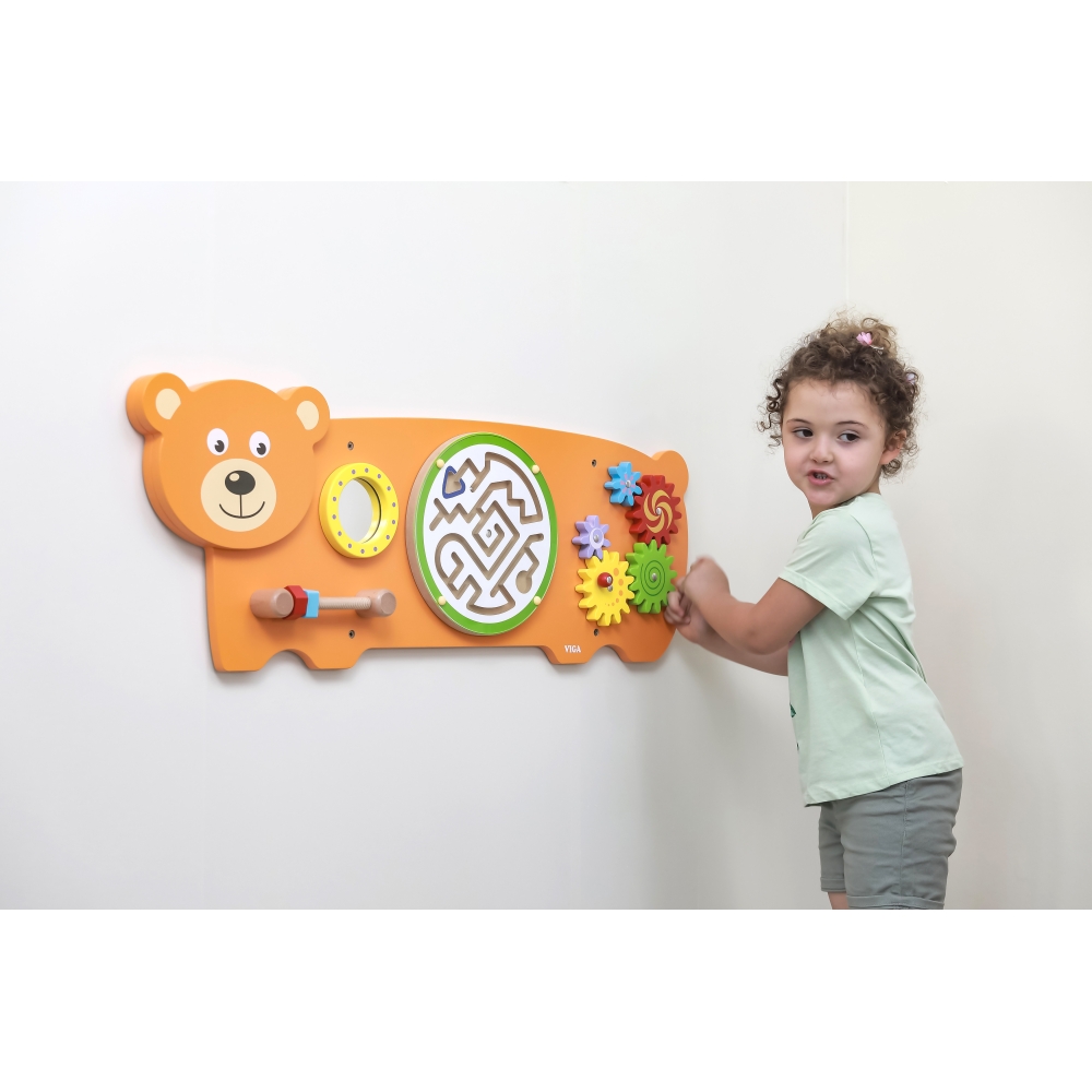 Medinė edukacinė lenta VIGA Meškiukas FSC sertifikuotas Montessori-Žaislai, Lavinamieji žaislai, Veiklos centrai-e-vaikas