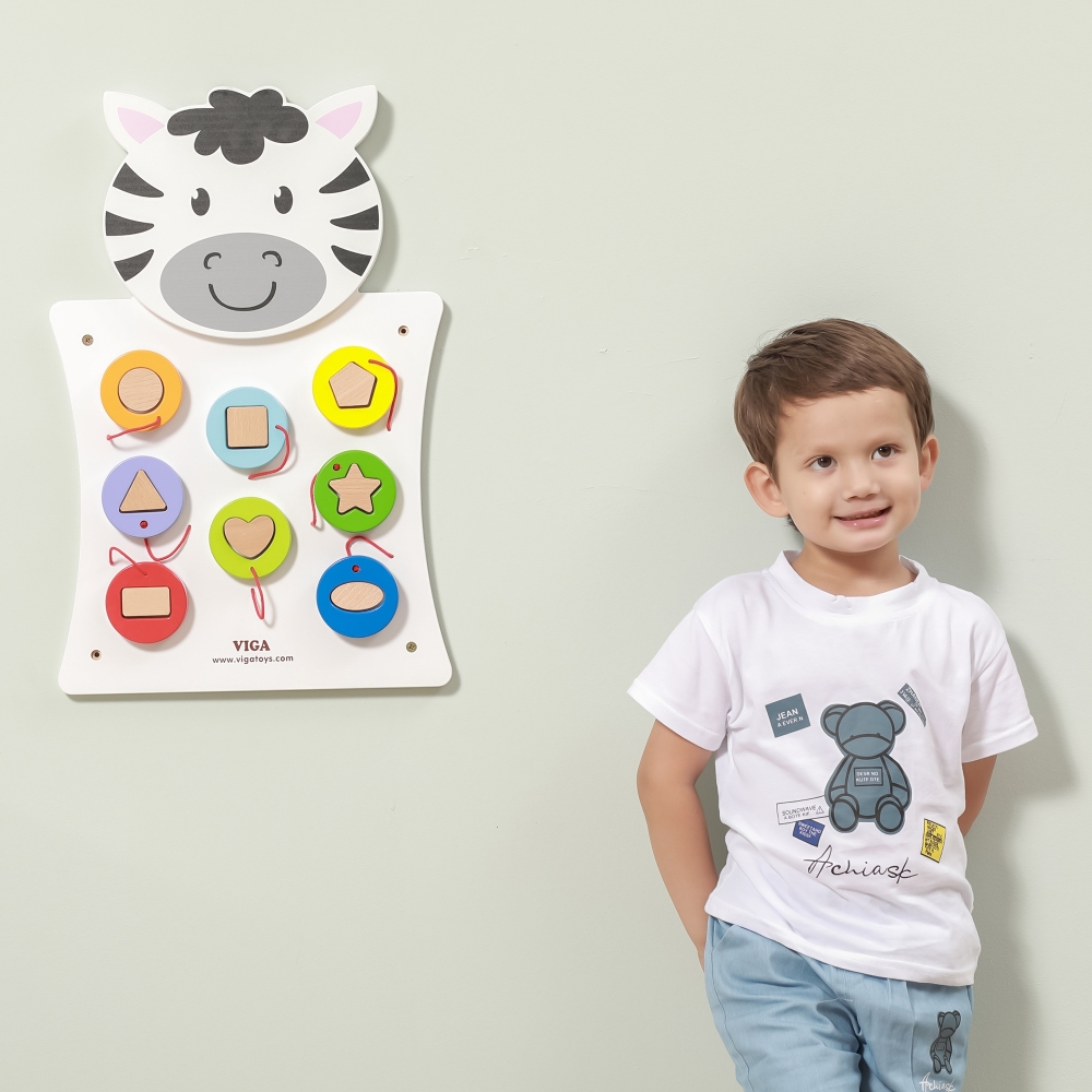 Medinė sieninė edukacinė lenta VIGA Zebras FSC Montessori sertifikatas