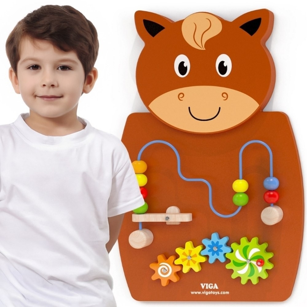 Medinė edukacinė lenta VIGA Žirgas FSC Montessori sertifikatas-Žaislai, Lavinamieji žaislai, Veiklos centrai-e-vaikas