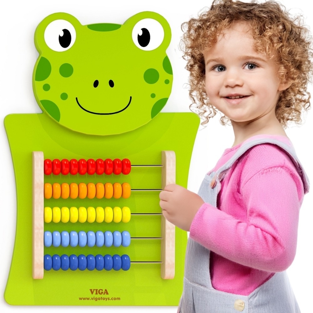 Medinė edukacinė lenta - Varlės formos abakas VIGA FSC Montessori sertifikatas