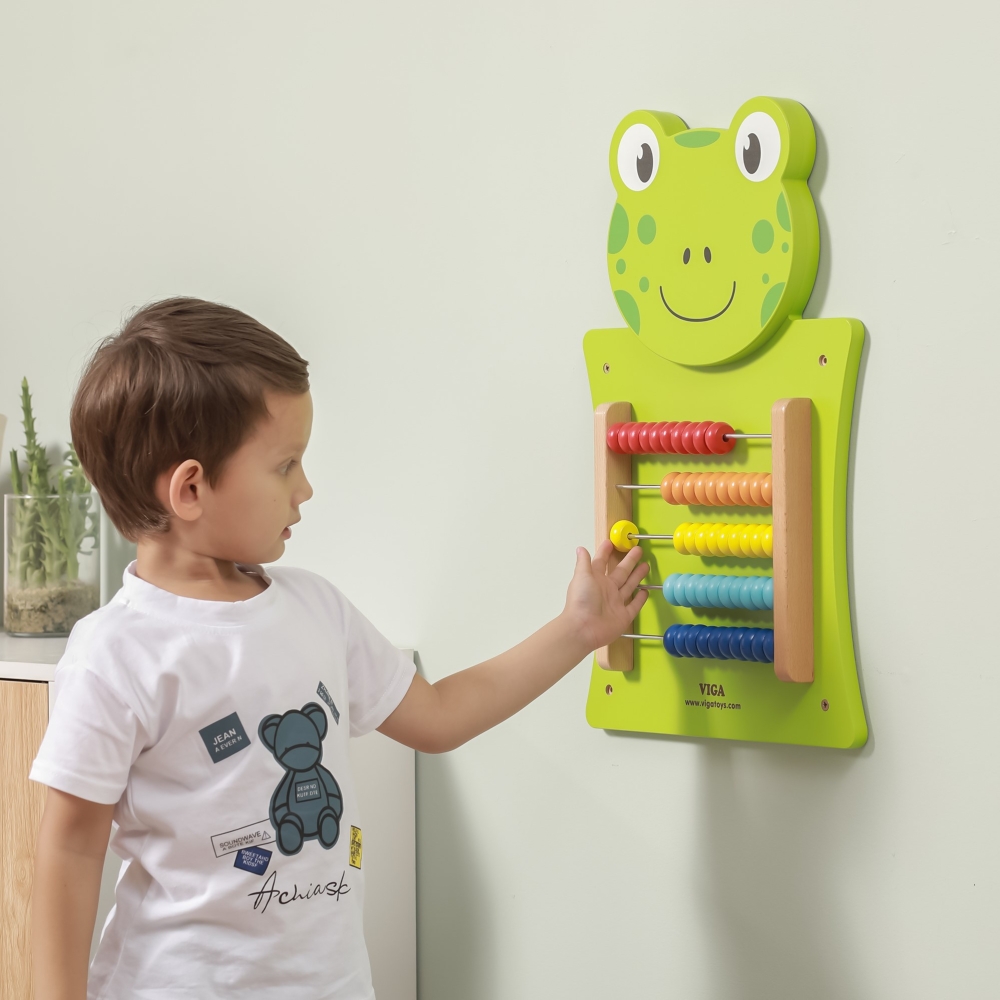 Medinė edukacinė lenta - Varlės formos abakas VIGA FSC Montessori sertifikatas