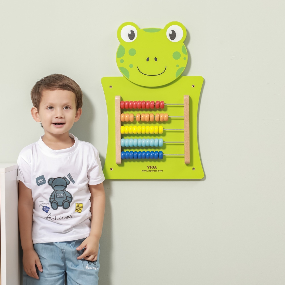 Medinė edukacinė lenta - Varlės formos abakas VIGA FSC Montessori sertifikatas