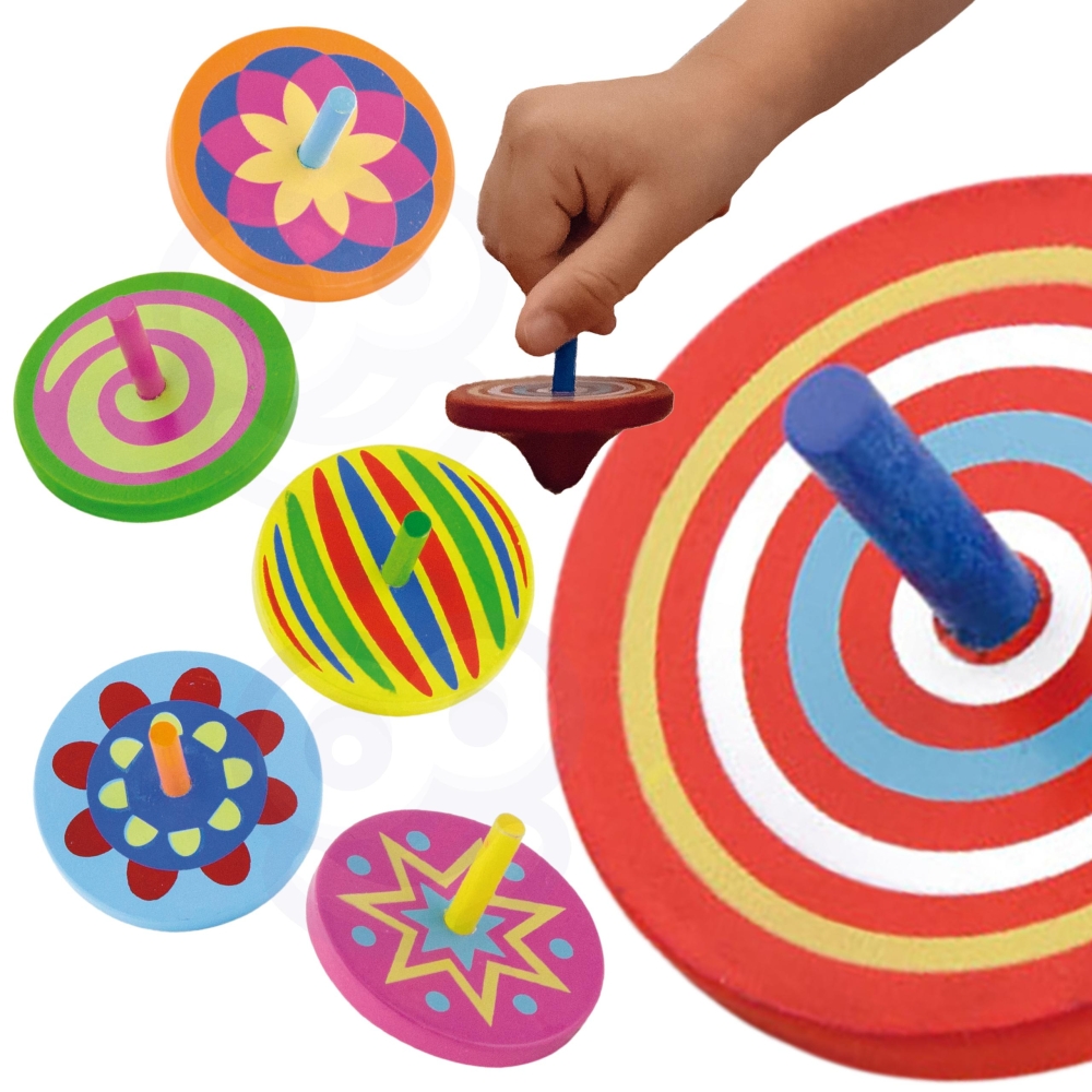 VIGA Colorful Wooden Spinning Top 1pc