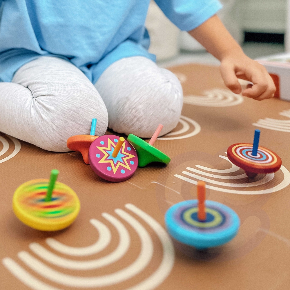 VIGA Colorful Wooden Spinning Top 1pc