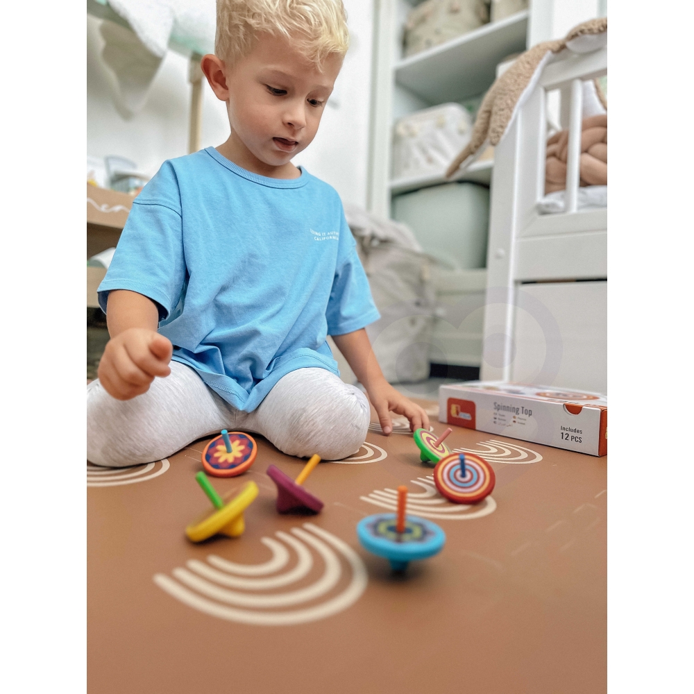 VIGA Colorful Wooden Spinning Top 1pc