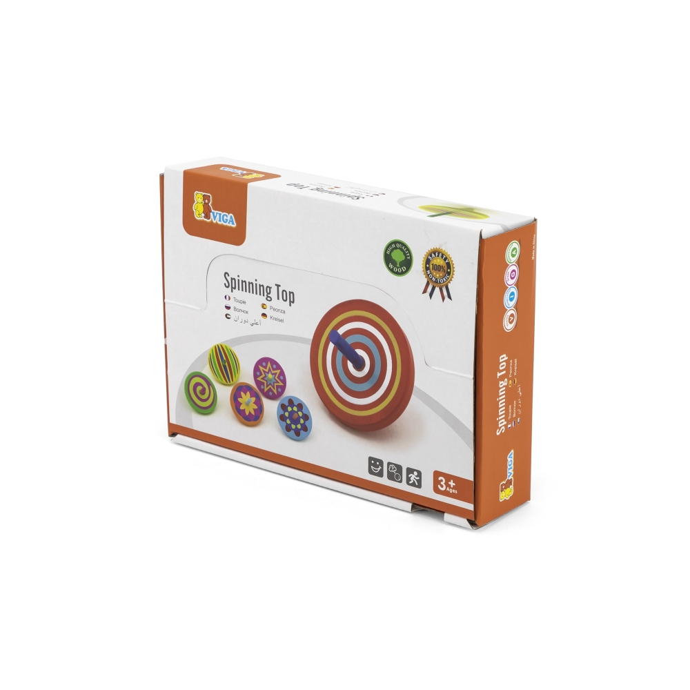VIGA Colorful Wooden Spinning Top 1pc