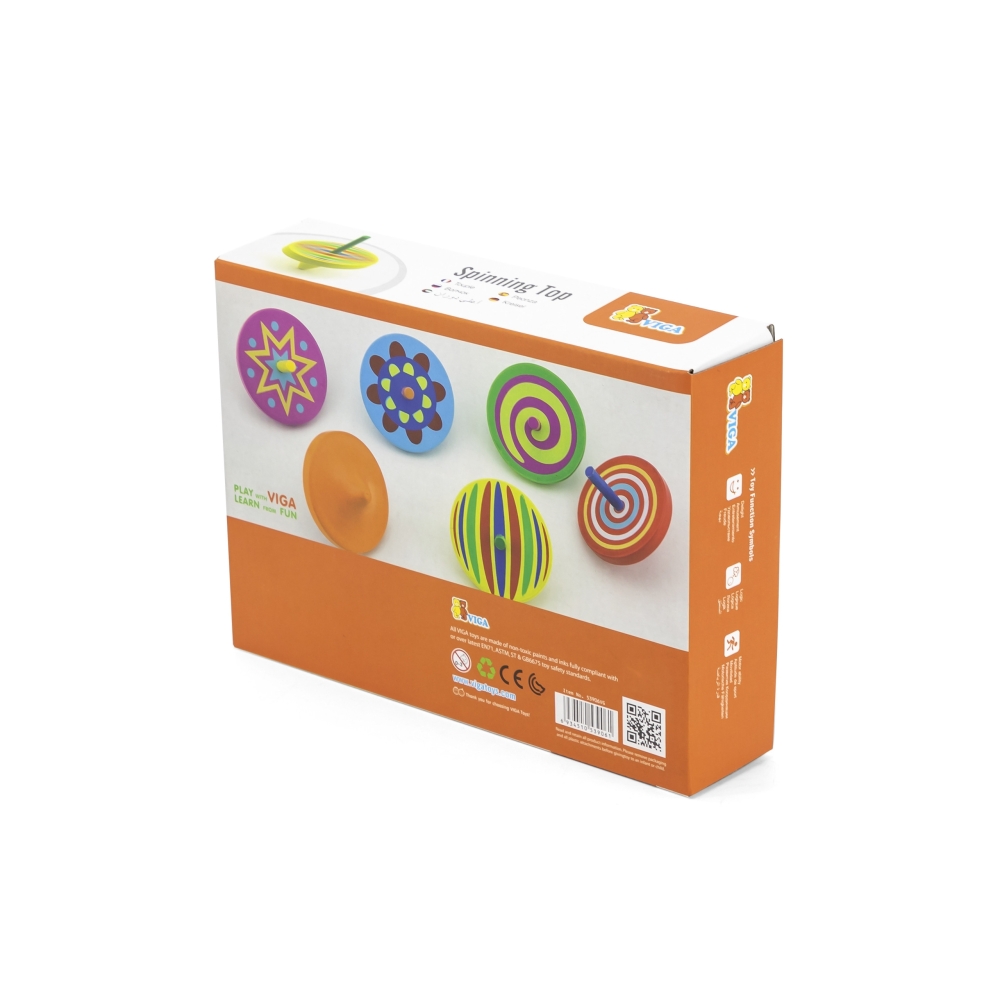 VIGA Colorful Wooden Spinning Top 1pc