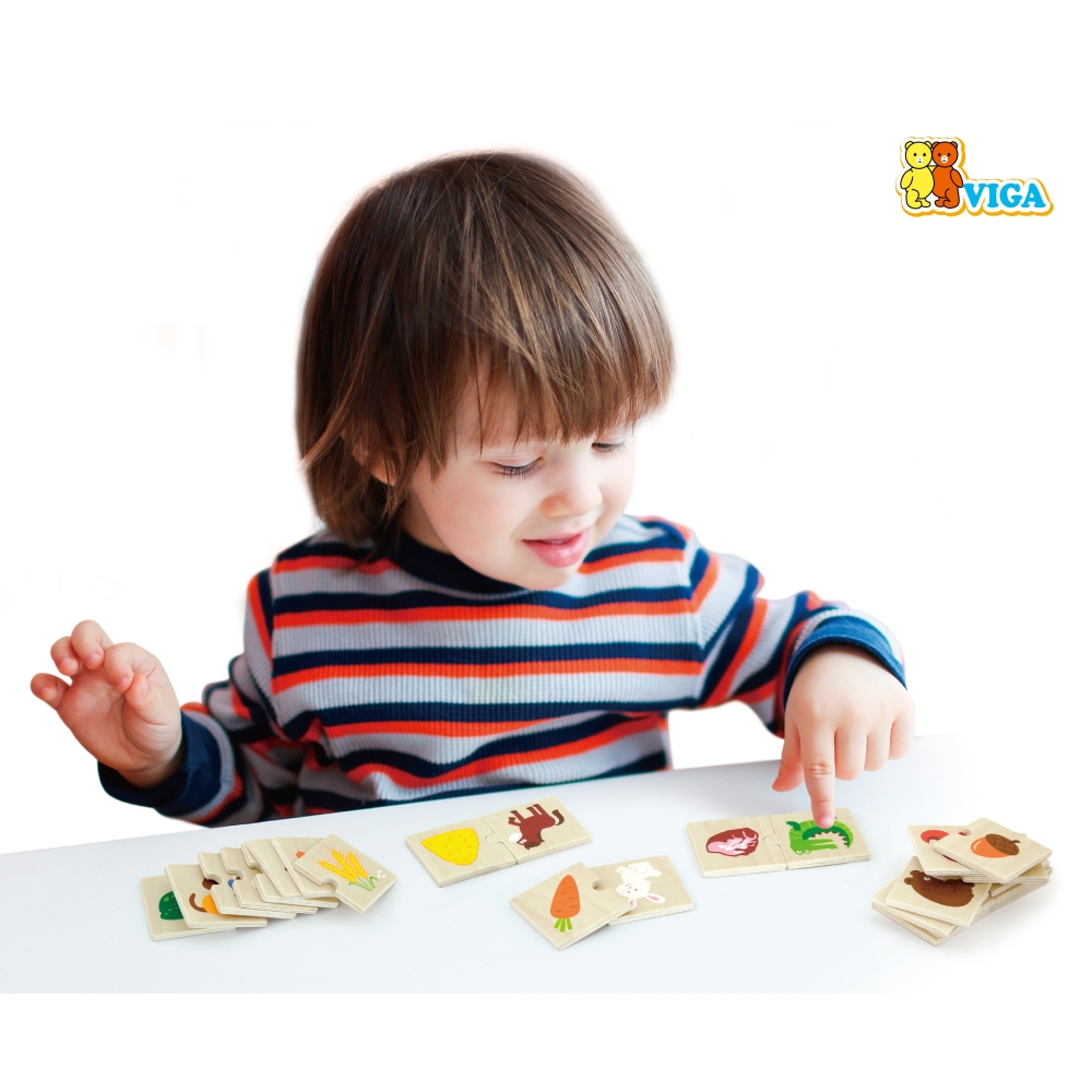 Medinė dėlionė VIGA Feed the Animal What Animals Eat-Žaislai, Dėlionės, Dėlionės patiems mažiausiems-e-vaikas