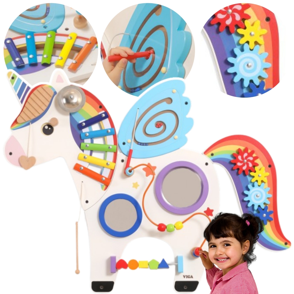 Medinė sensorinė lenta VIGA Unicorn FSC Montessori sertifikuota-Žaislai, Lavinamieji žaislai, Veiklos centrai-e-vaikas