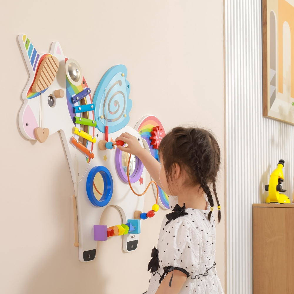 Medinė sensorinė lenta VIGA Unicorn FSC Montessori sertifikuota-Žaislai, Lavinamieji žaislai, Veiklos centrai-e-vaikas