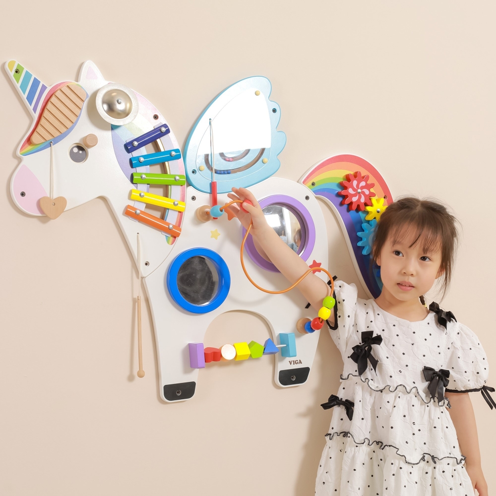 Medinė sensorinė lenta VIGA Unicorn FSC Montessori sertifikuota-Žaislai, Lavinamieji žaislai, Veiklos centrai-e-vaikas
