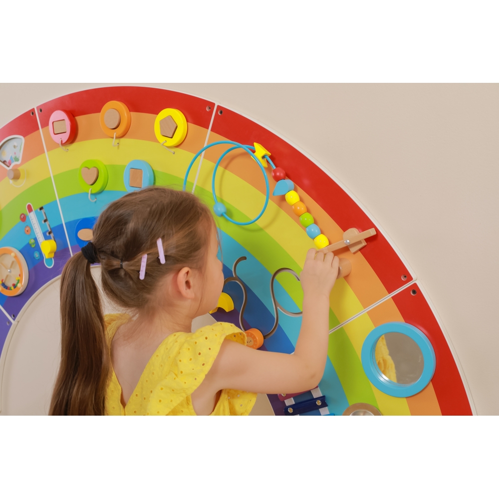 Medinė sensorinė-edukacinė lenta VIGA EDU Rainbow su FSC sertifikatu-Žaislai, Lavinamieji žaislai, Veiklos centrai-e-vaikas