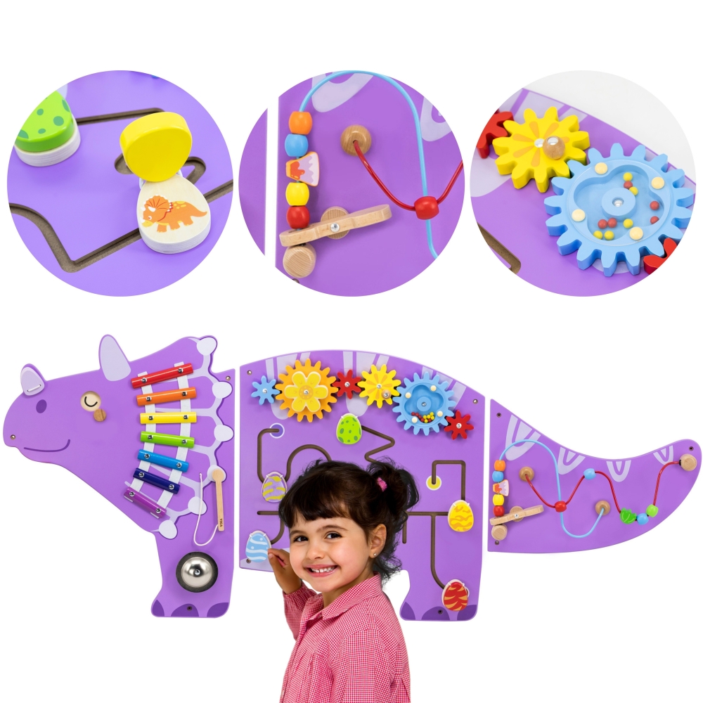 Sensorinė-edukacinė medinė lenta VIGA EDU Triceratops