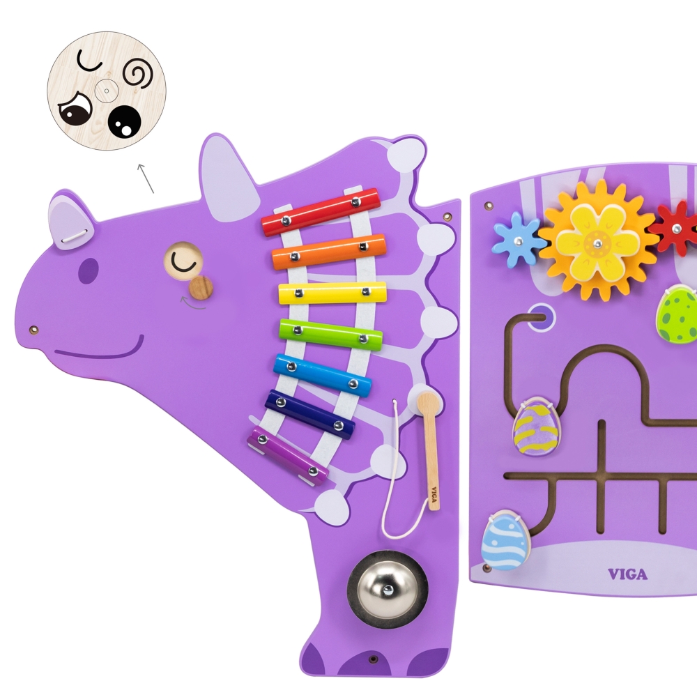 Sensorinė-edukacinė medinė lenta VIGA EDU Triceratops